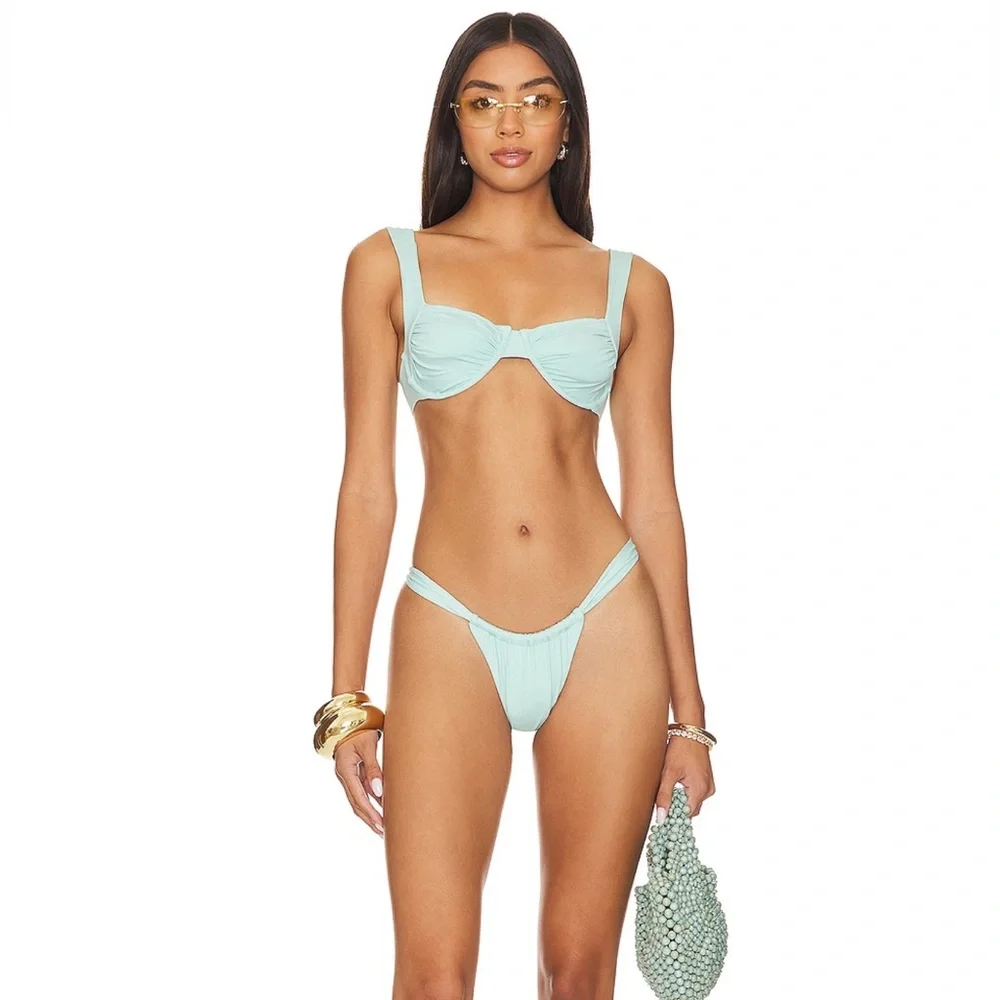 L*SPACE ❤️‍🔥 HANNAH MONTAZAMI COLLAB JAYCE BIKINI BOTTOMS IN POOL NWT SIZE LARGE